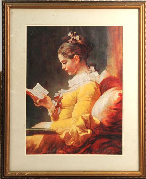 Igavel Auctions Print Woman In Yellow Dress Reading 20th C N5hnk