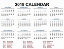 2019 Printable Calendar Templates - PDF Excel Word - Free Calendars ...