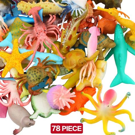 Ocean Sea Animals 78 Piece Mini Sea Life Creatures Toys Set