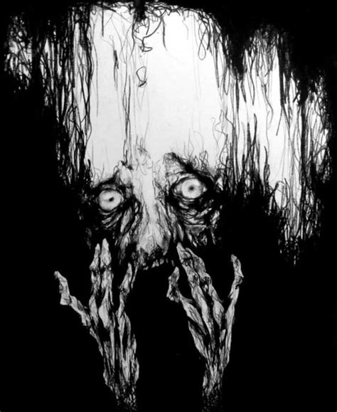 Scary Illustration Black And White Creepy Horror Draw Dark Artwork