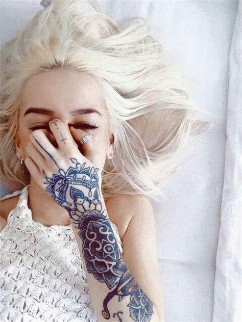 Tattoos White Blonde Hair Platinum Blonde Hair Ink Tattoo Girl Tattoos Hot Tattoo Girls