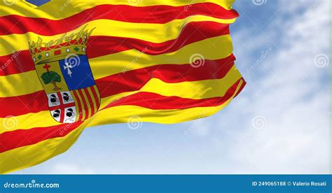 Aragonese Flag Waving In The Wind On A Clear Day Stock Photo Image Of