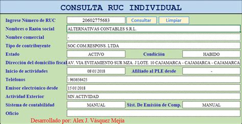 MACRO APLICATIVO CONSULTAS RUC DESDE EXCEL | Excel Contable