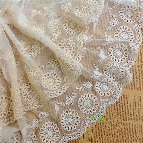 Cotton Embroidery Lace Eyelet Flower Mesh Embroidered Lace Fabrics 3 Ydslot For Fashion Dress