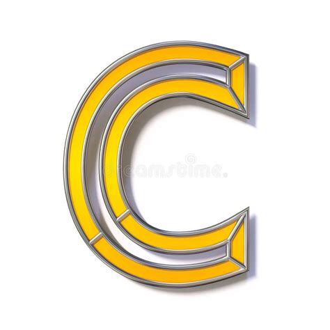 Orange Metal Wire Font Letter C 3d Stock Illustration Illustration Of