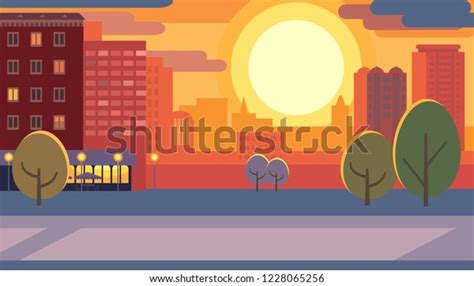 Empty City Street Early Morning Late Stock Vector Royalty Free