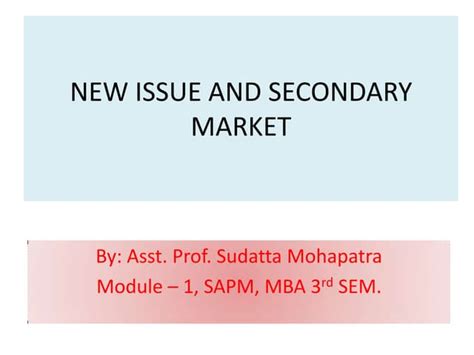 New Issue Market Ppt