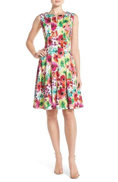 Chetta B Floral Stretch Cotton Fit And Flare Dress Fit Flare Dress Fit