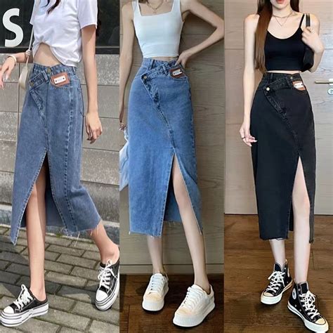jual 2024terbaru rok jeans wanita rok high waist rok jins panjang wanita rok cewek kekinian rok
