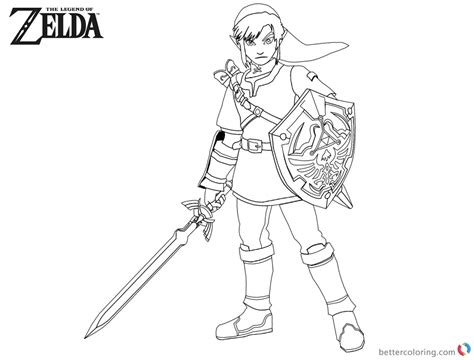 Legend of zelda coloring pages link jump to fight. Legend of Zelda Coloring Pages Link with Sword and Shield ...