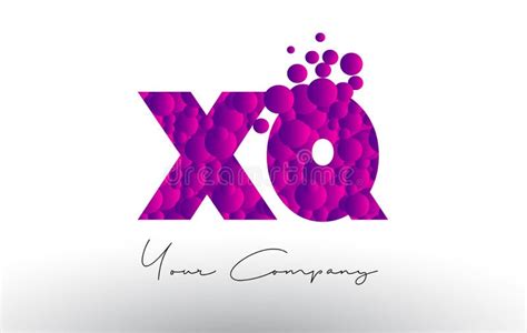 xq x q dots letter logo with purple bubbles texture stock vector illustration of font