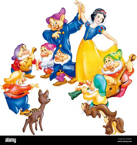 Snow White And The Seven Dwarfs Clockwise From Left Deer Happy