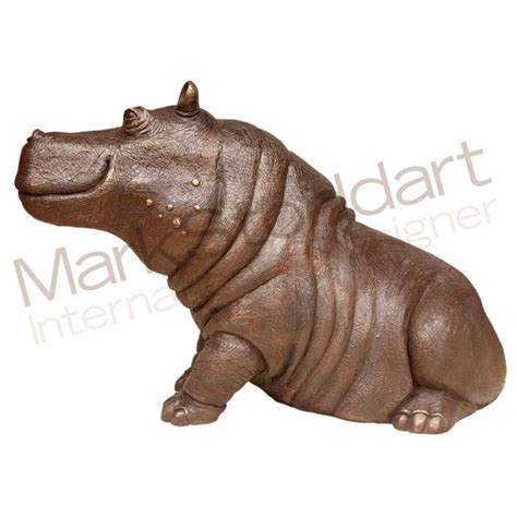 Bespoke Bronze Sculpture Mark Stoddart Chubby Hippo Sculpture