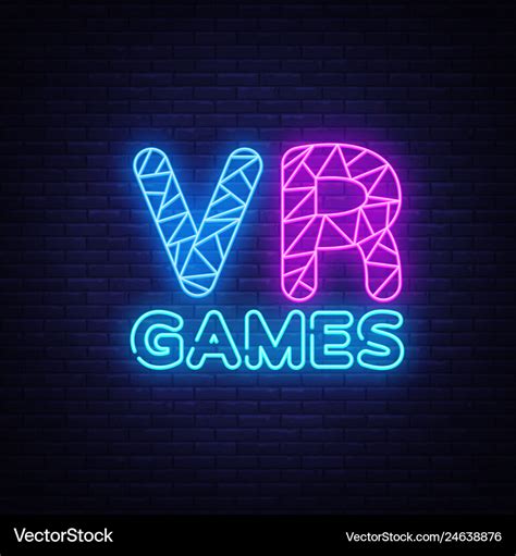 Vr Gamer Neon Text Design Template Gaming Vector Image