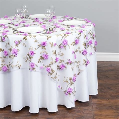 Check Out The Deal On In Square Sheer With Lavender Roses Overlay At Linen Tablecloth Lace