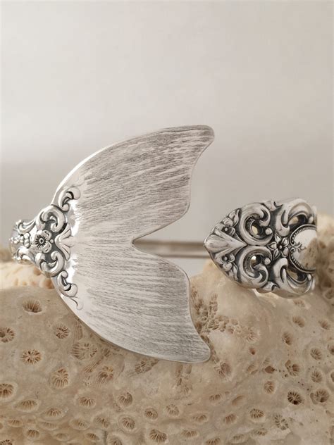 Vintage Sterling Silver Mermaid Tail Spoon Bracelet