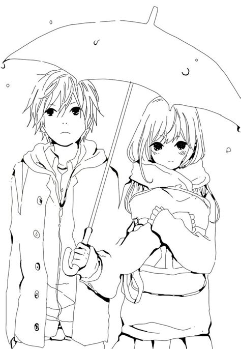 Cute Anime Couple Coloring Pages At Getdrawings Free Download