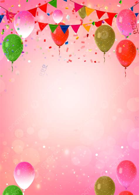 Happy Birthday Pink Background Design With Colorful Balloon Wallpaper Image For Free Download