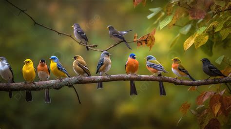 Group Of Different Colored Birds On A Branch Background Picture Of Wv