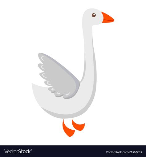 Cute Goose Cartoon Flat Sticker Or Icon Royalty Free Vector