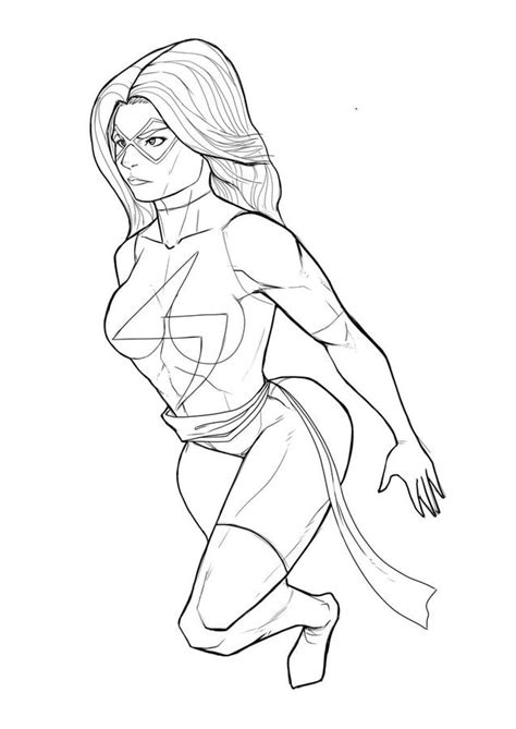 coloring pages ms marvel printable  kids adults