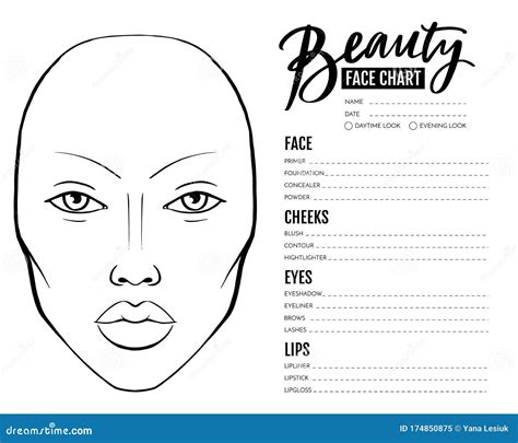 Face Chart Blank Makeup Artist Vector Template Stock Illustration My
