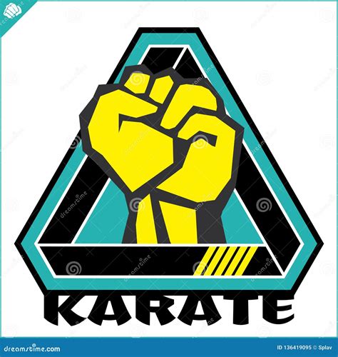 Karate Power Fist Emblem Martial Art Colored Simbol Design Vector