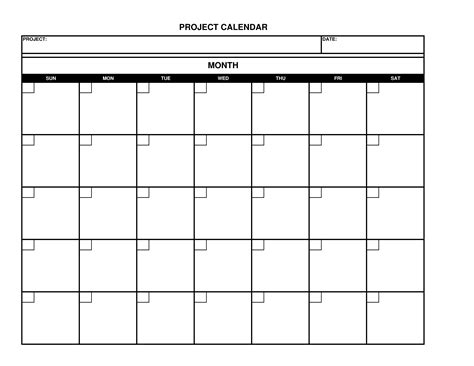 Blank Project Calendar Templates At