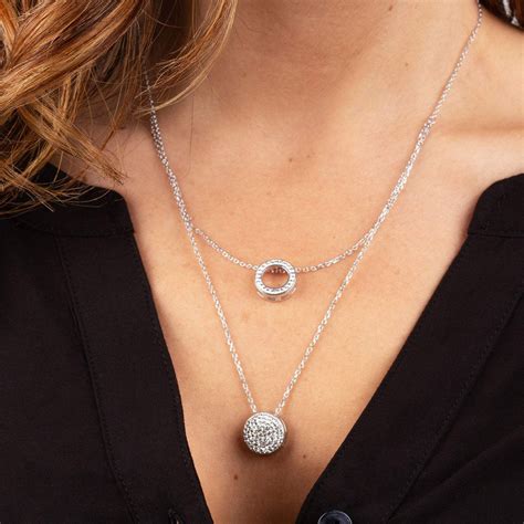 Swarovski Crystal Circle And Disc Layered Necklace