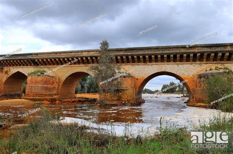 Roman Bridge On The Rio Tinto Huelva Province Andalucia Spain Stock