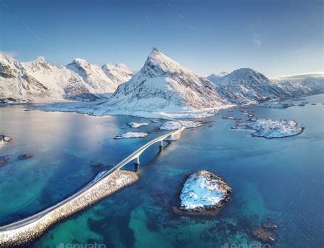 Fredvang Bridges Lofoten Islands Norway Winter Landscape Travel