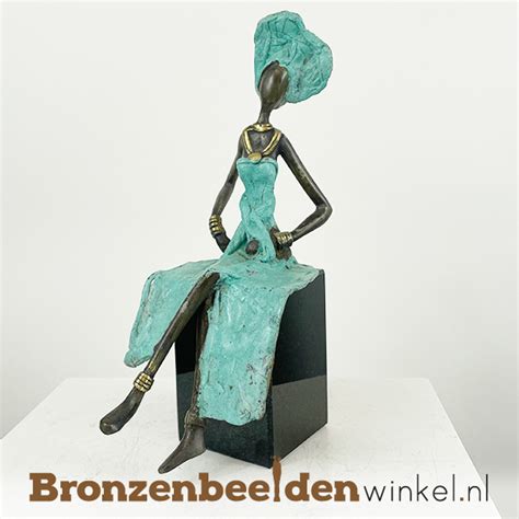 Zittende Afrikaanse Vrouwenbeelden Bronzen Beelden Winkel