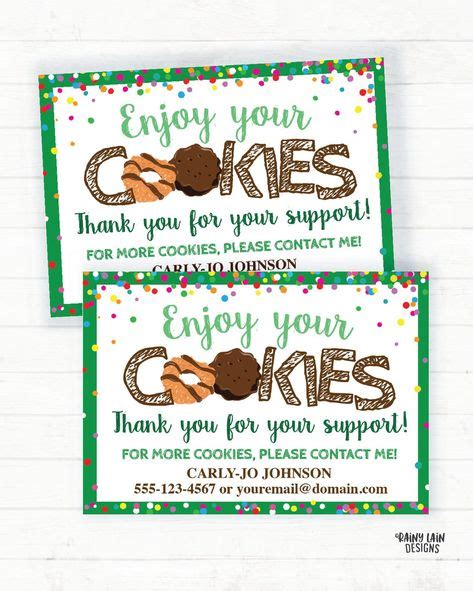 Scout Cookie Thank You Note Editable Cookies Thank You Card Cookie