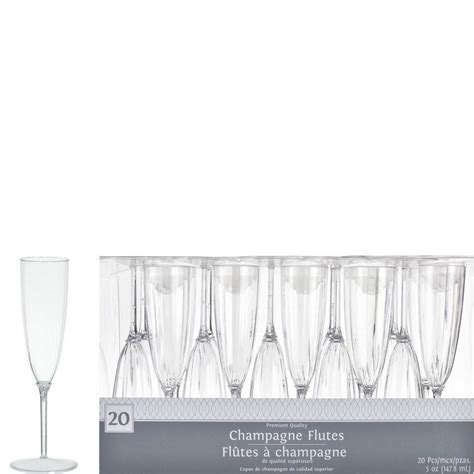 Clear Premium Plastic Champagne Flutes 5oz 20ct Party City