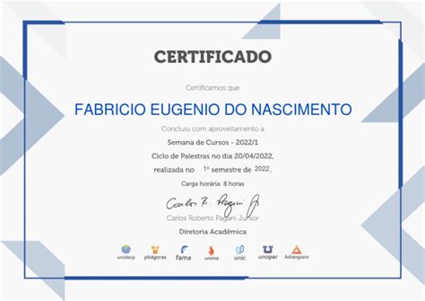 Certificado Ciclo De Palestras 20 04 Pdf