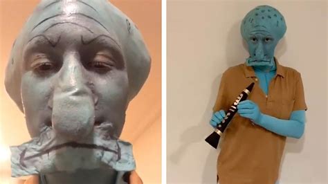 Woman Transforms Into Squidward For Halloween Youtube