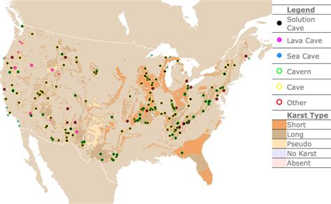 Most Popular Caves In The Us Map And Geology