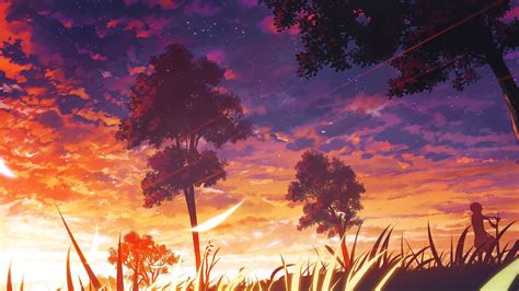 Anime Sunset And Trees Wallpapers Wallpaper Cave