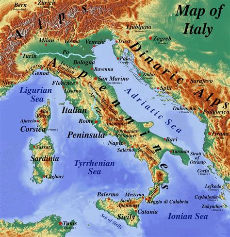 Italia Mappa Fisica Hd