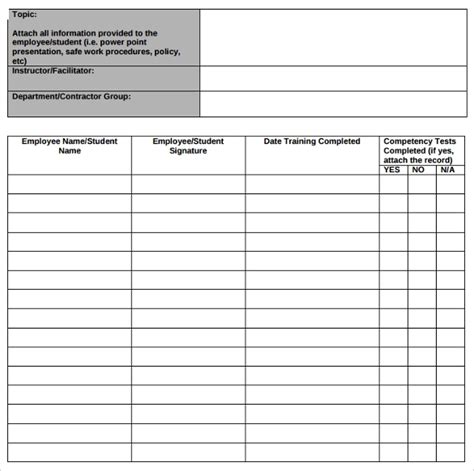 Training Log Templates 11 Free Word Excel And Pdf Formats Samples