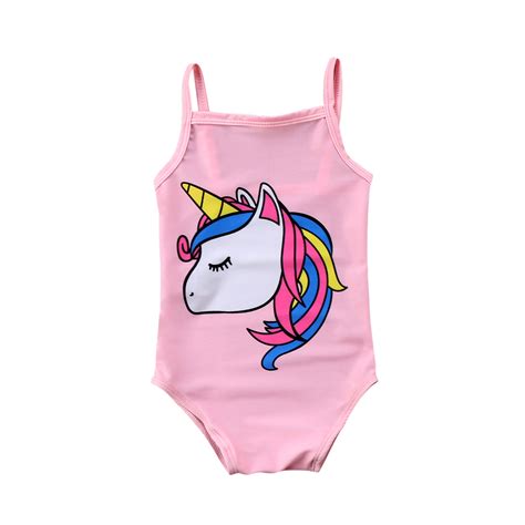 Newborn Kids Baby Girl Bodysuits Sleeveless Summer Unicorn Swimwear One