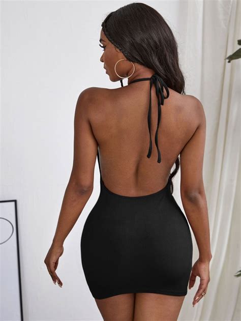 Shein Sxy Backless Halter Neck Bodycon Dress For Sale Australia New Collection Online Shein