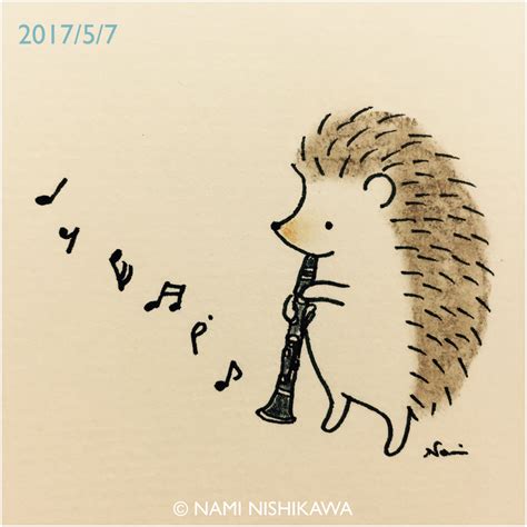 1169 クラリネット Clarinet Music Drawings Hedgehog Drawing Cute Drawings