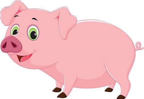 Happy Smiling Little Baby Cartoon Pig Animal Farm Vector Stock Photos