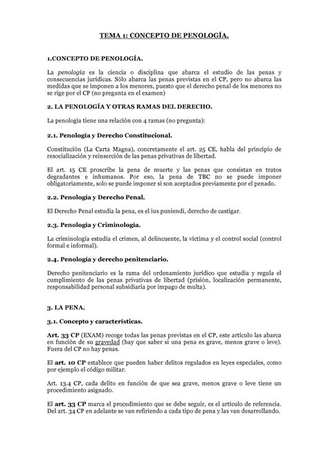 Penología Tema 1 5 Apuntes 1 5 Tema 1 Concepto De PenologÍa 1 De