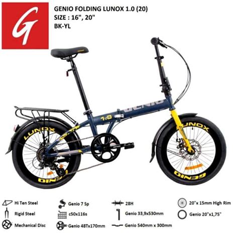 Jual Sepeda Lipat 20 Inc Genio Lunox Byunited 7 Speed Rem Cakram Ada
