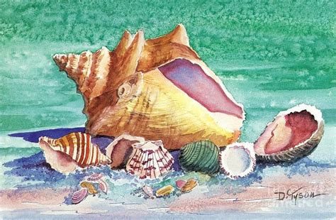 Sea Shells 2 By Diana Tyson Seashell Painting Shell Paintings