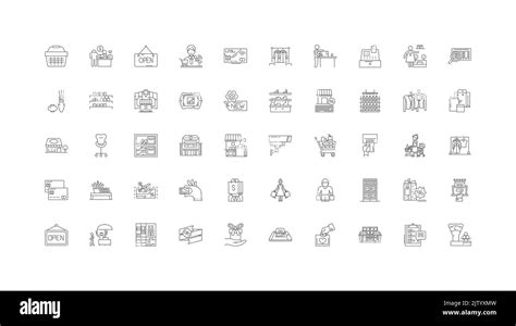 Shopping Mall Concept Illustration Linear Icons Line Signs Set