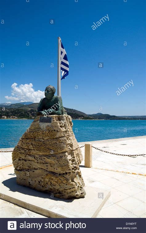 Statue Of Popular Greek Poet And Writer Nikos Kavadias Harbour Side