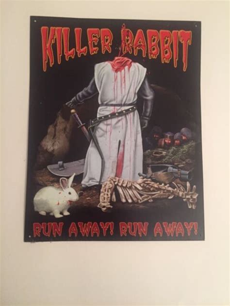 Monty Python Holy Grail Killer Rabbit Run Away 16 X125 Tin Sign Man